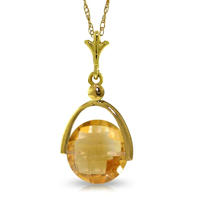 Trio birthstone necklaces-3.25 Carat 14K Gold Necklace Checkerboard Cut Citrine