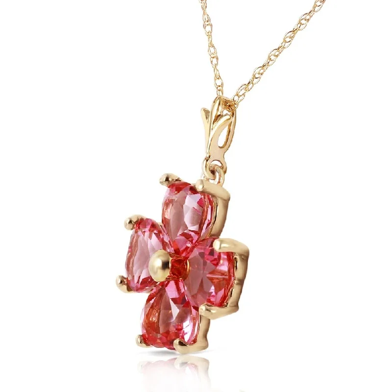 Stellar star necklaces-3.8 CTW 14K Solid Gold Orchid Love Pink Topaz Necklace