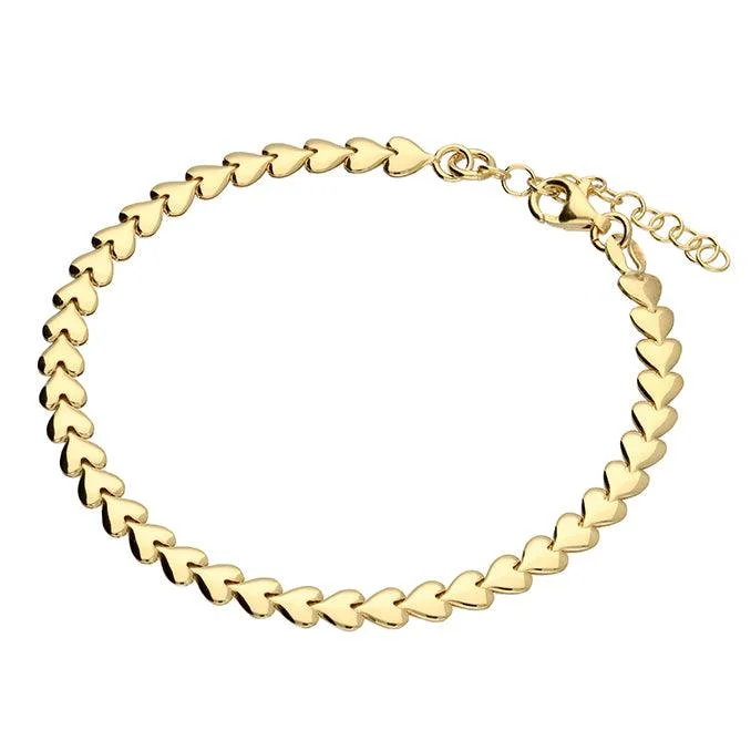 18ct Gold Vermeil Row of Hearts Bracelet