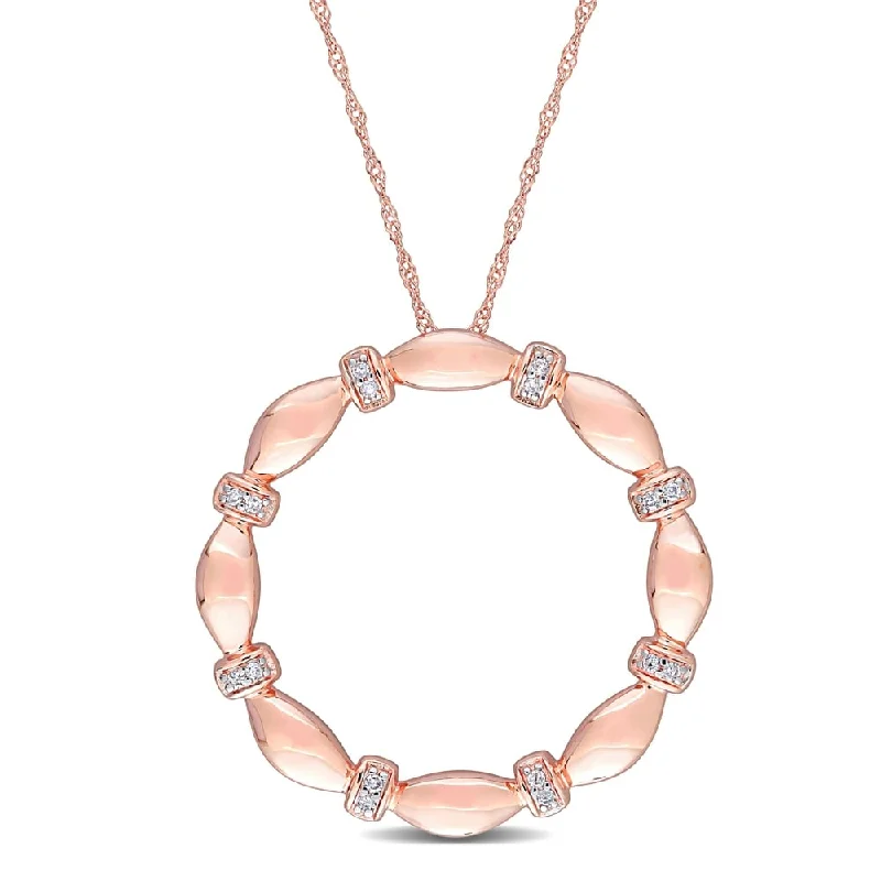 Whimsical bead necklaces-Miadora 10k Rose Gold 1/10ct TDW Diamond Quilted Circle of Life Necklace