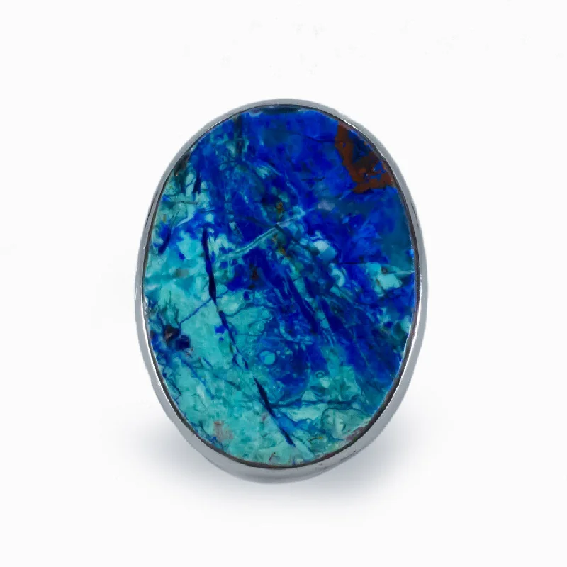 Light wood rings-Azurite Turquoise Ring