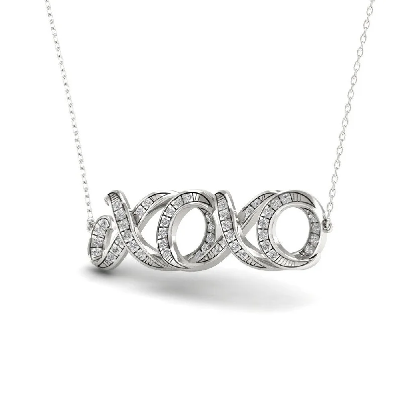 Light filigree necklaces-S925 Sterling Silver 1/6ct TDW Diamond XOXO Necklace