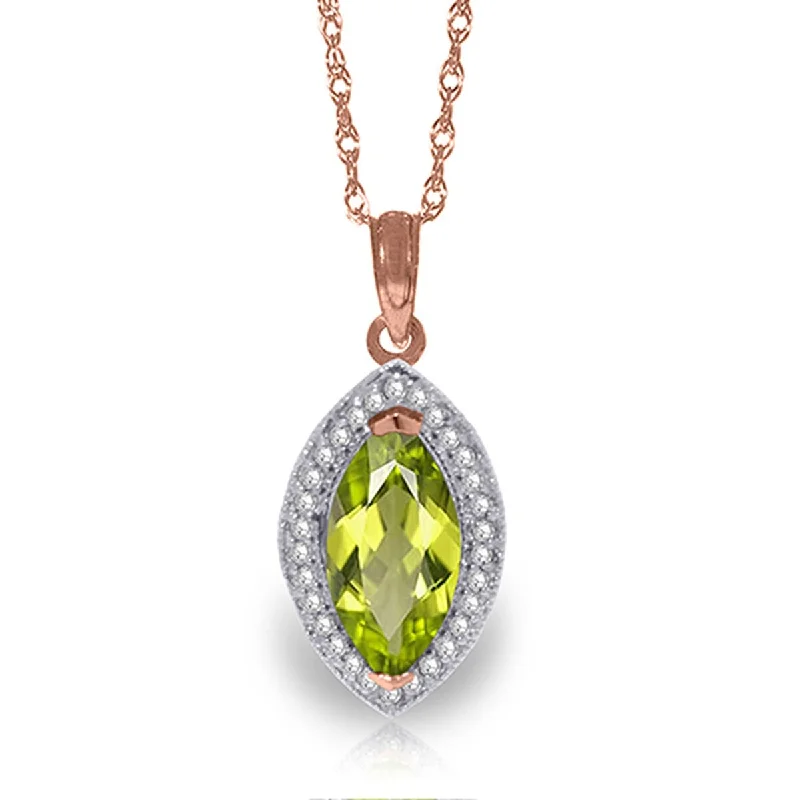 Lily flower necklaces-2.15 Carat 14K Solid Gold Hayworth Peridot Diamond Gemstone Necklace