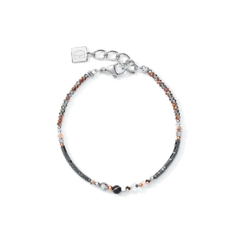 Coeur De Lion Grey-Crystal Striped Onyx & Swarovski® Crystals Amulet Bracelet