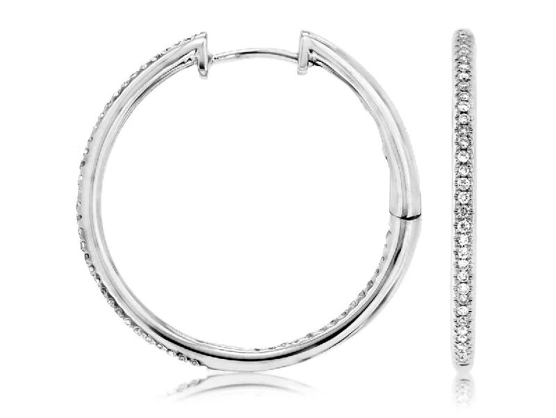 High gloss earrings-25mm Diamond In & Out Hoop Earrings