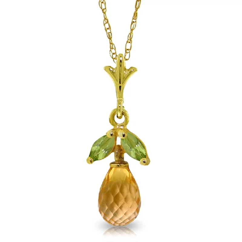 Thai style necklaces-1.7 Carat 14K Gold Acceptance Citrine Peridot Necklace