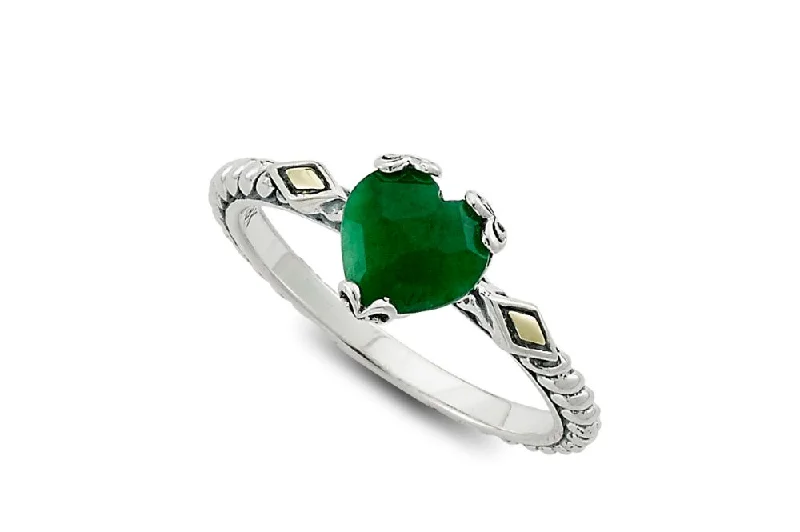 Hand-polished rings-Glow Heart Ring- Emerald