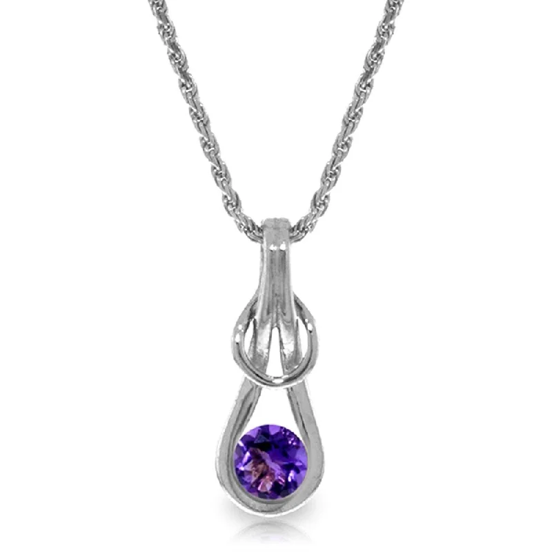 Raised disc necklaces-0.65 Carat 14K Solid White Gold Reach Your Dream Amethyst Necklace