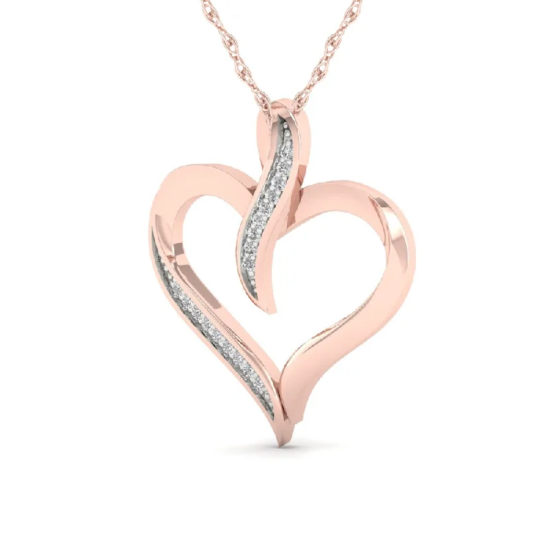 Linen cord necklaces-De Couer 10K Rose Gold 1/20ct TDW Diamond Necklace - Pink