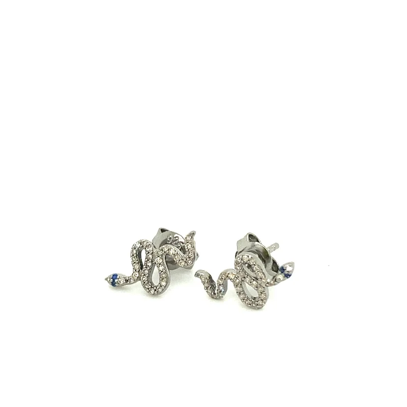 Fine triangle earrings-Diamond Coiled Snake Stud Earrings