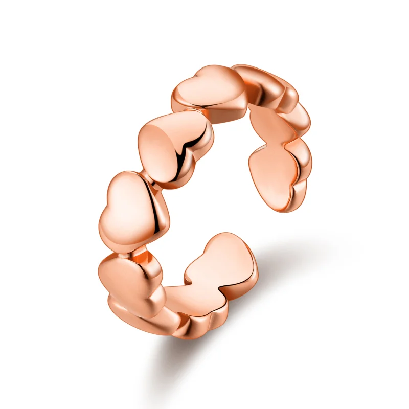 Surf inlay rings-Rose Gold Plated Adjustable Heart Band Ring