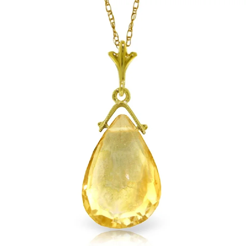 Alloy metal necklaces-5.1 CTW 14K Solid Gold Enthusiasm Citrine Necklace