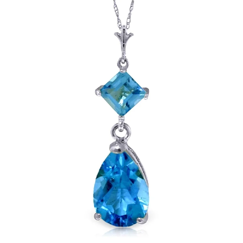 Multi-strand necklaces-2 Carat 14K White Gold Zenlike Blue Topaz Necklace