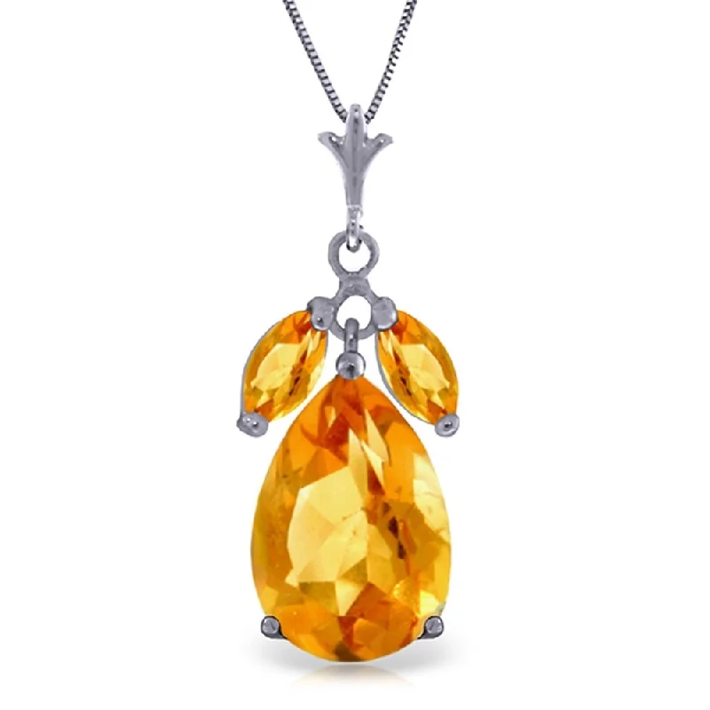 Thick bar necklaces-6.5 Carat 14K White Gold Rubiescon Citrine Necklace