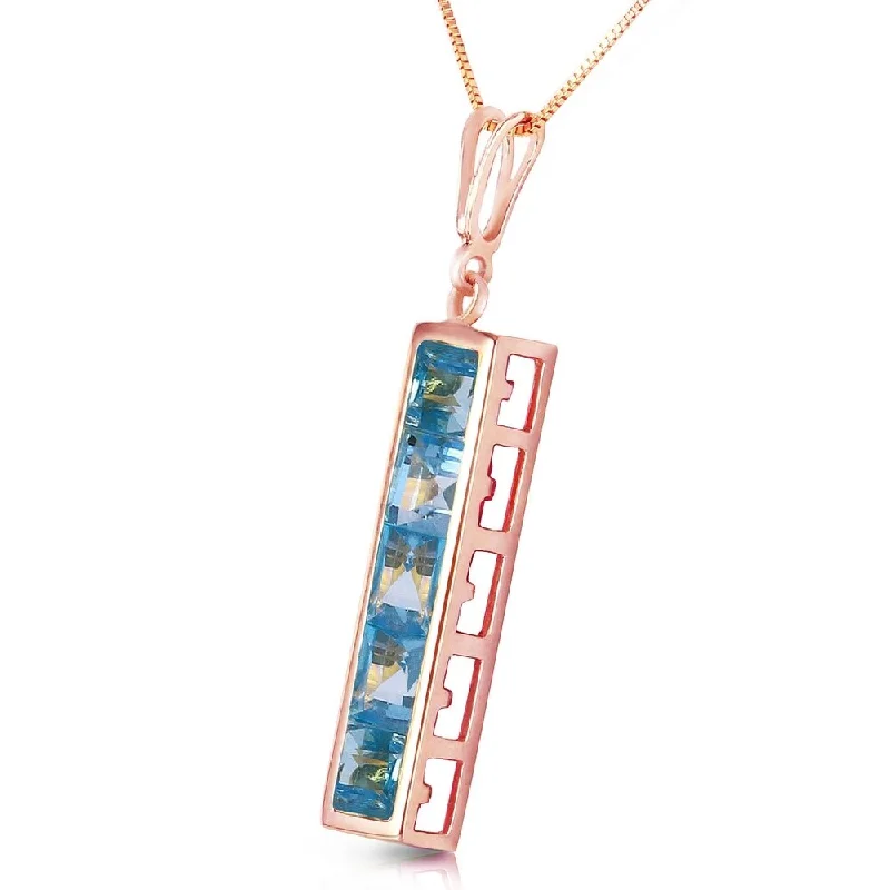 Radiant pearl necklaces-14K Solid Rose Gold Necklace with Natural Blue Topaz