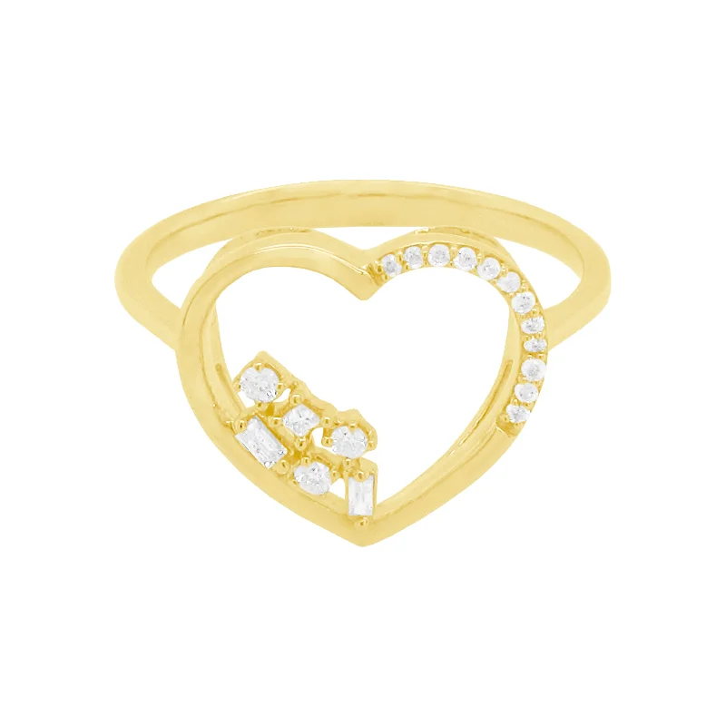 Secure clasp rings-14K GOLD DIAMOND RILEY HEART RING