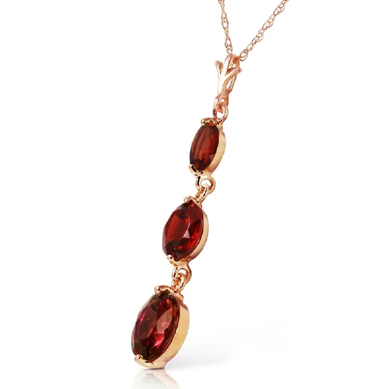 Light filigree necklaces-14K Solid Rose Gold Necklace with Natural Garnets