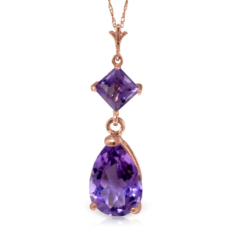 Floating gem necklaces-2 Carat 14K Rose Gold Laughter Amethyst Necklace