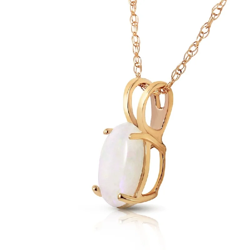 Fox charm necklaces-0.45 Carat 14K Solid Gold Floating in Clowds Opal Necklace