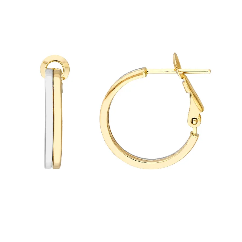 Pink gold earrings-Small Two-Tone Hoop Earrings