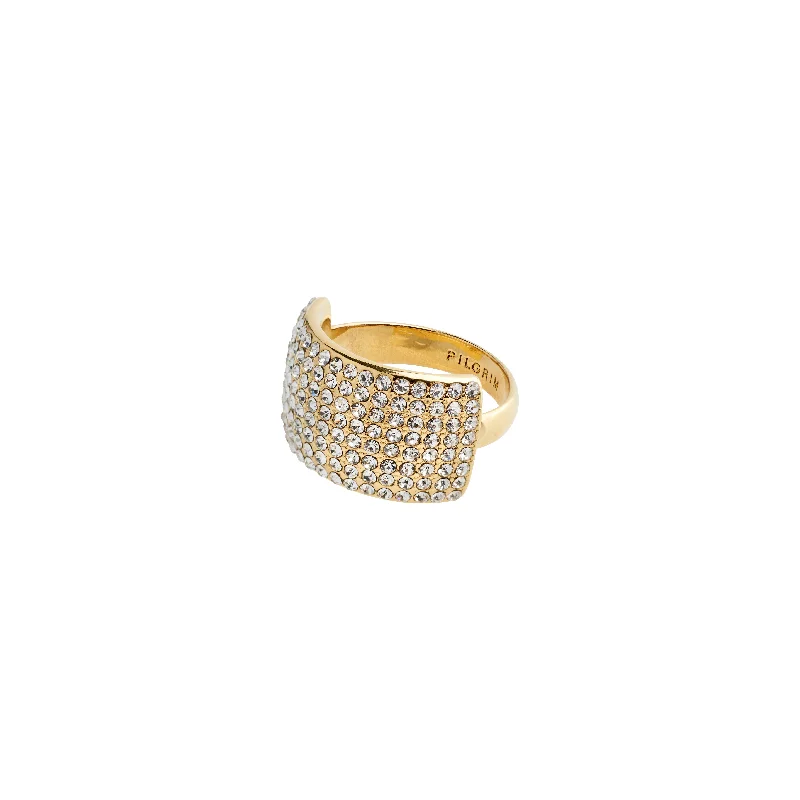 Bead row rings-ASPEN crystal ring gold-plated