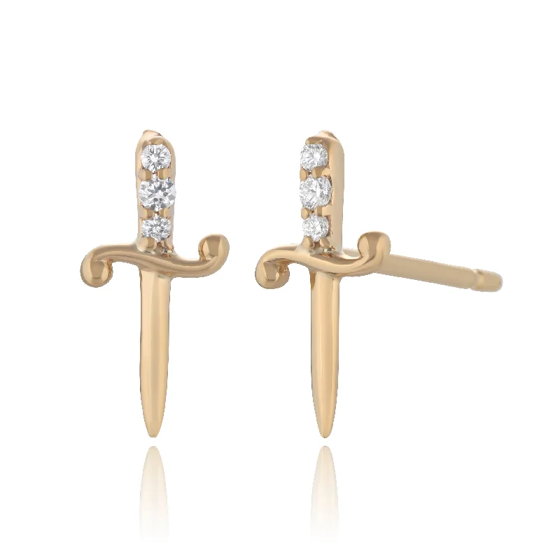 Radiant star earrings-Diamond Dagger Stud Earrings