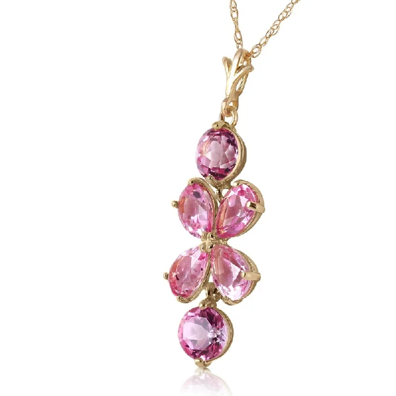 Trio birthstone necklaces-3.15 Carat 14K Solid Gold Flee From Memory Pink Topaz Necklace