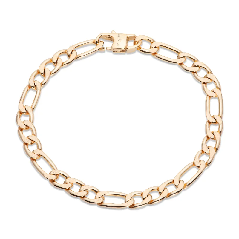 Unique & Co Gold Steel Figaro Chain Bracelet