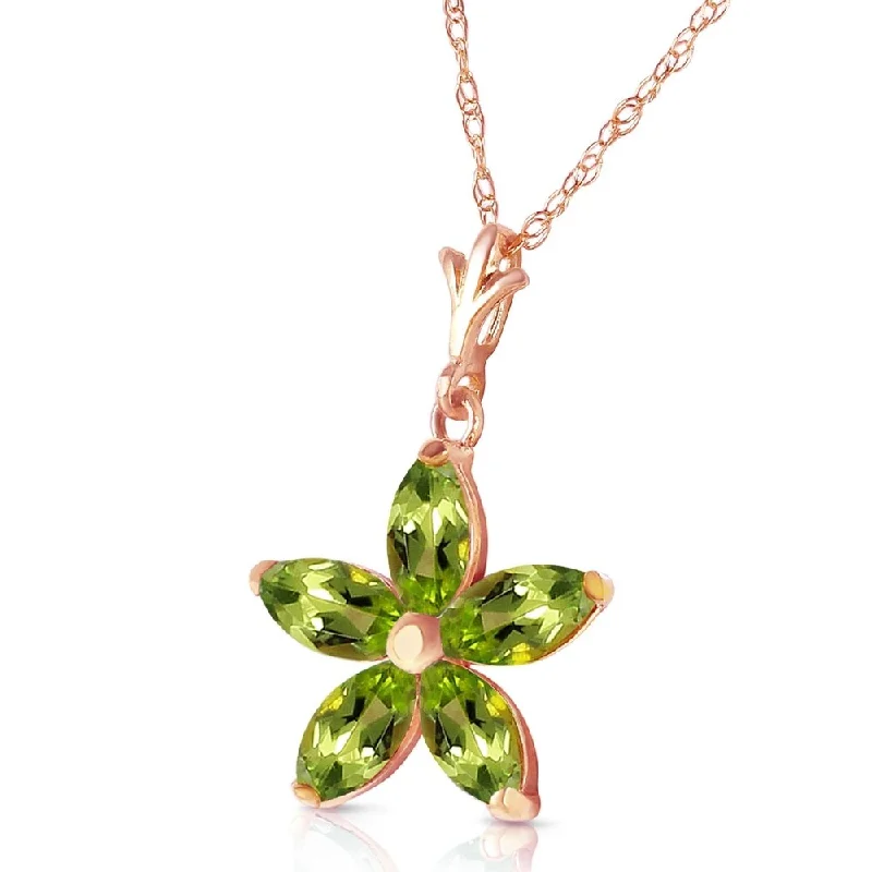 Coiled cord necklaces-14K Solid Rose Gold Necklace with Natural Peridots