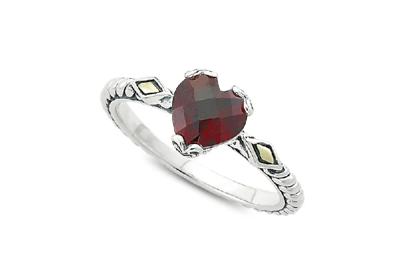 High band rings-Glow Heart Ring- Garnet