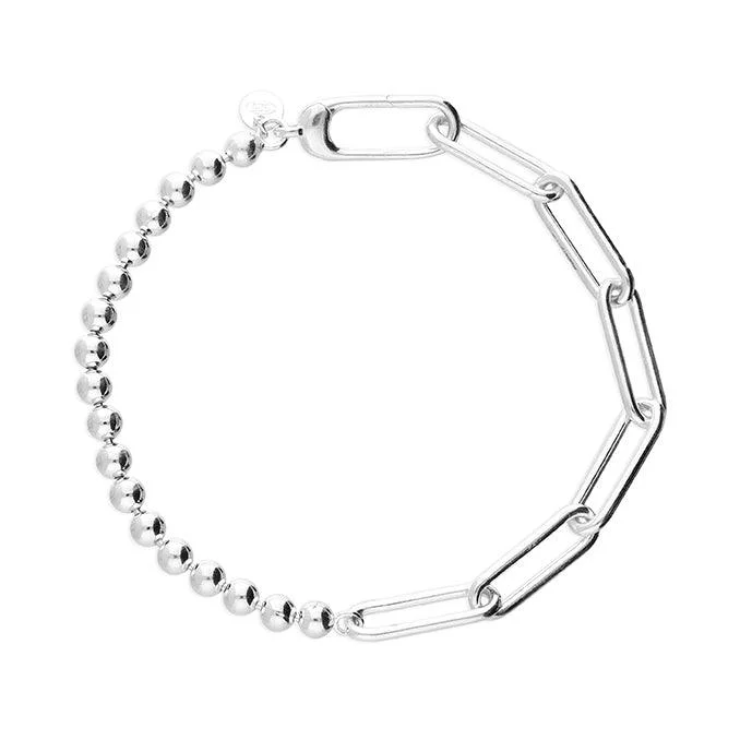 Silver Bead and Paperlink Bracelet