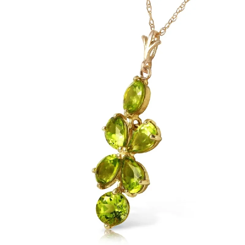 Dainty gem necklaces-3.15 Carat 14K Solid Gold Lines Read In Spring Peridot Necklace