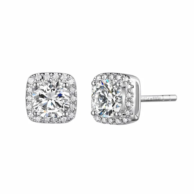 Polished gold earrings-FANCIME 2CTTW Moissanite Square 14K Solid White Gold Stud Earrings