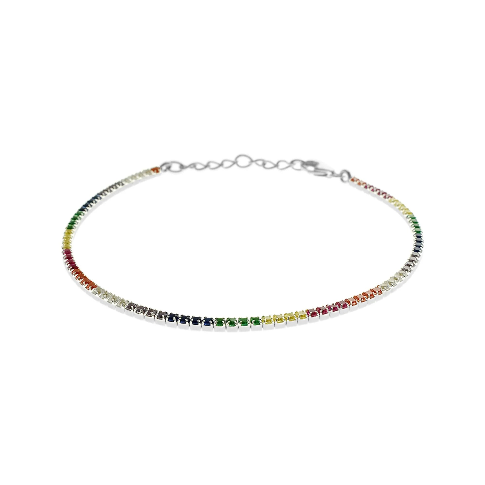 Silver Rainbow Cubic Zirconia Bracelet