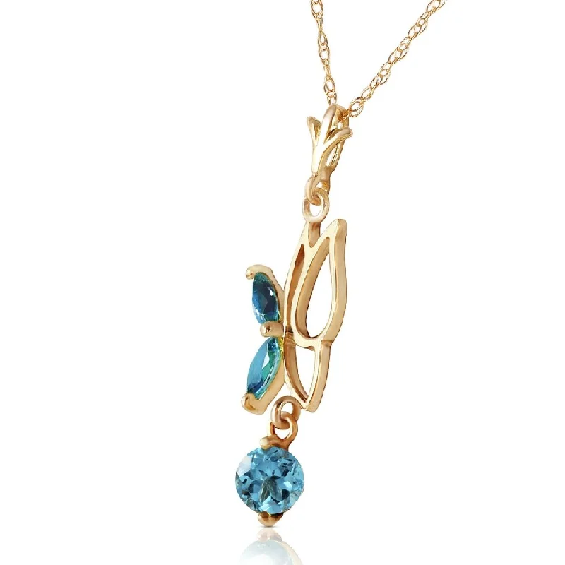 Tarnished silver necklaces-0.4 CTW 14K Solid Gold Flutter Fly Blue Topaz Necklace