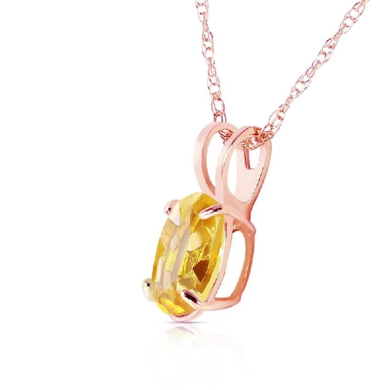 Sleek drop necklaces-0.85 Carat 14K Solid Rose Gold Solitaire Citrine Necklace