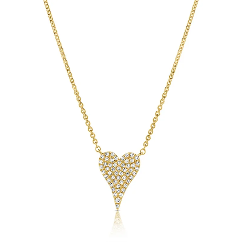 Secure clasp necklaces-Joelle Diamond Pave Heart Pendant 1/10 Cttw. 14K Yellow Gold Heart Necklace