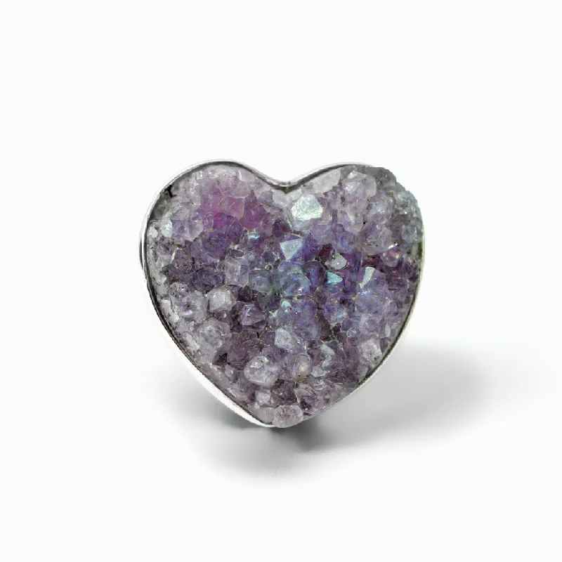 High band rings-Amethyst Druzy Ring