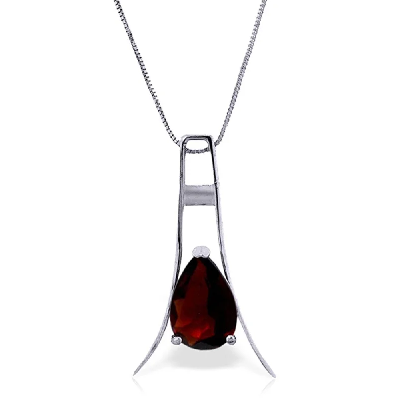 Light wood necklaces-1.5 Carat 14K White Gold One More Day Garnet Necklace