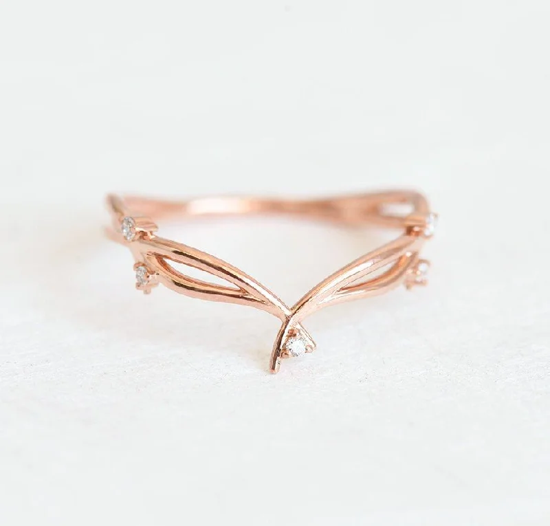 Full moon engagement rings-Diamond Ring, 14K Rose Gold Wedding Ring