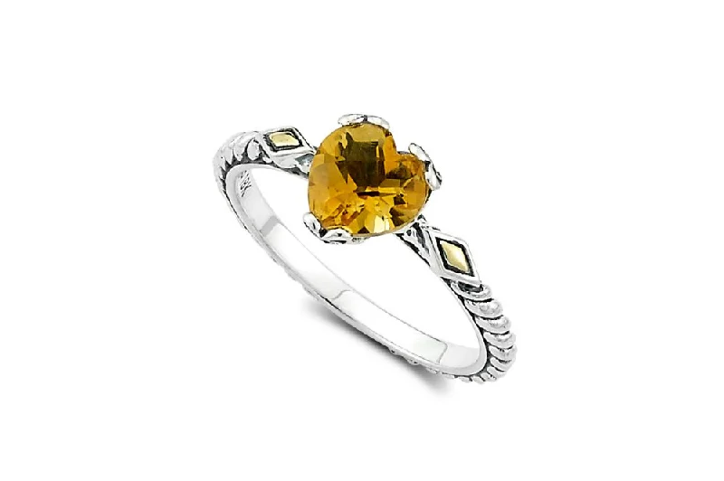 Vintage flair rings-Glow Heart Ring- Citrine