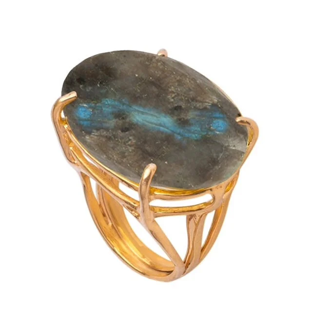 Spinel cut rings-Labradorite cocktail ring