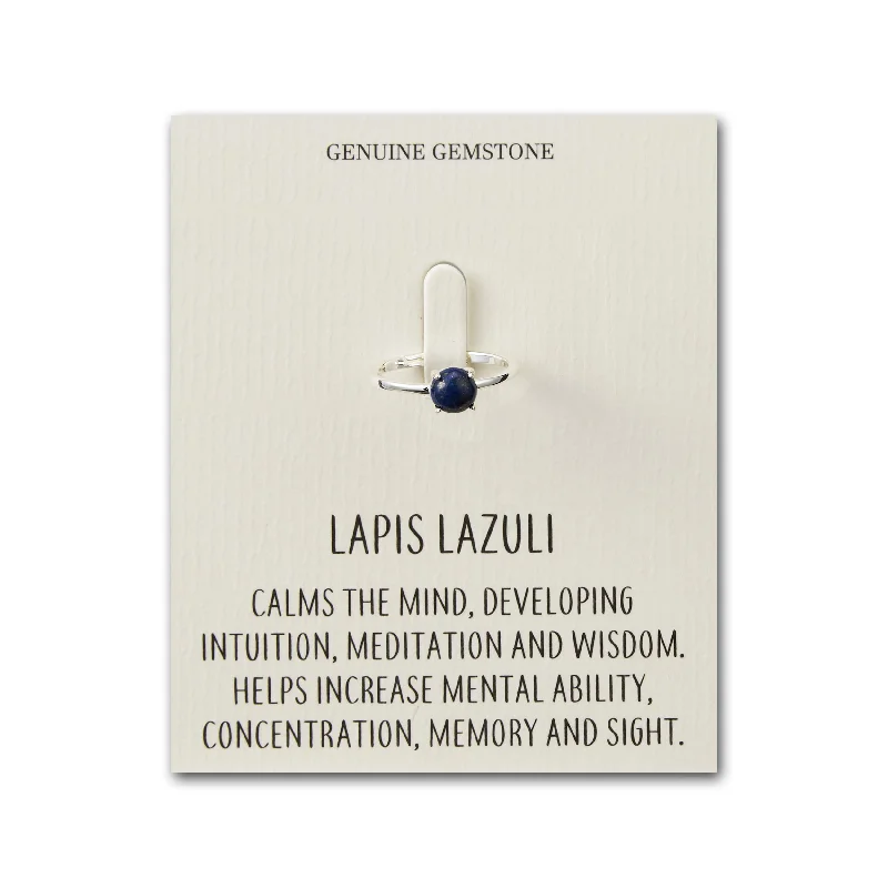 Smooth design rings-Lapis Adjustable Ring with Quote Card