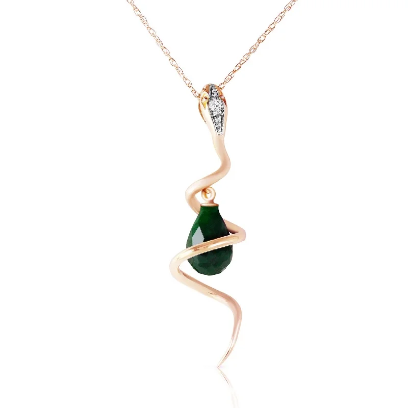 Vibrant enamel necklaces-3.33 Carat 14K Solid Gold Dangling Green Sapphire & Diamond Necklace