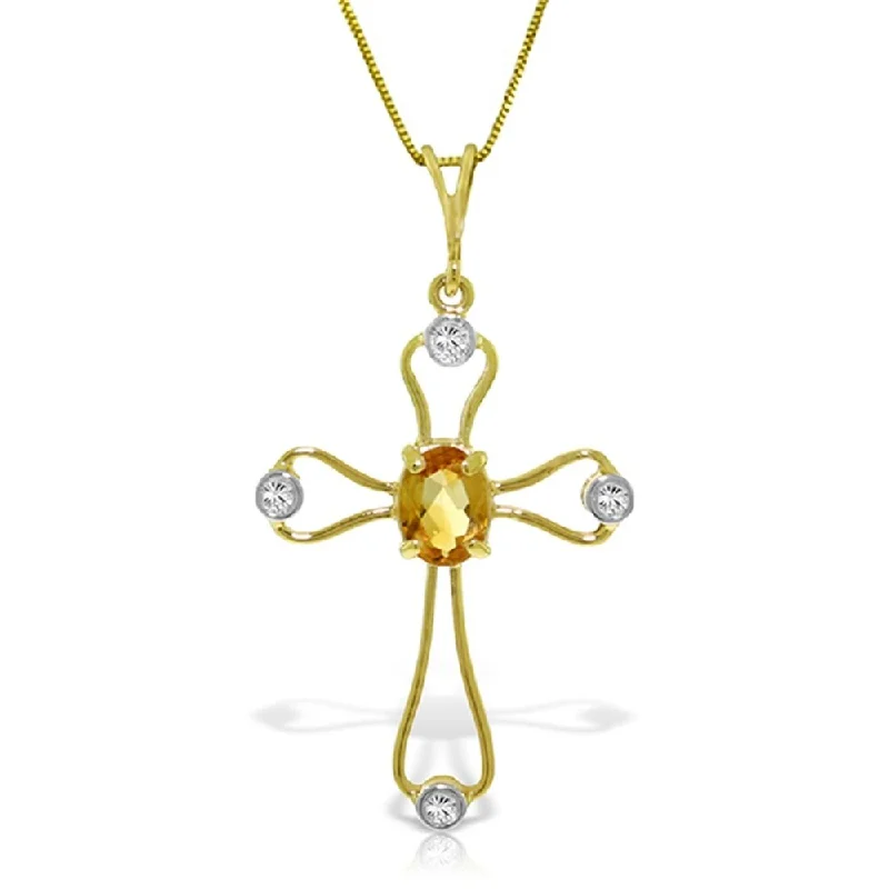 Agate stone necklaces-0.57 Carat 14K Solid Gold Faith Citrine Diamond Necklace