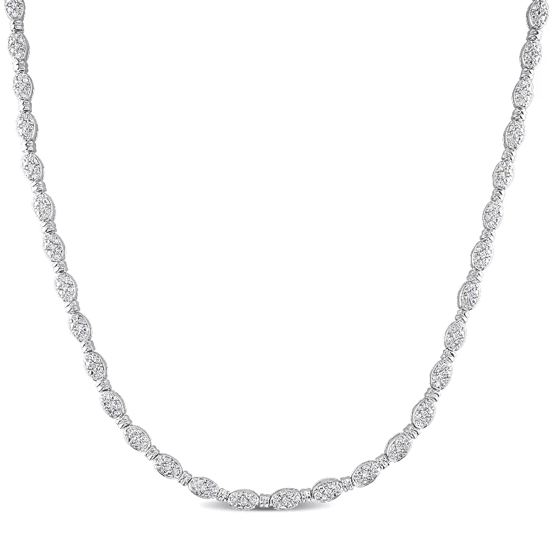 Spinel necklaces-Miadora Sterling Silver 1/2ct TDW Diamond Tennis Necklace