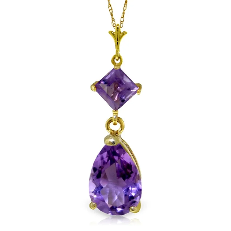 Stretch cord necklaces-2 Carat 14K Gold Only One Amethyst Necklace