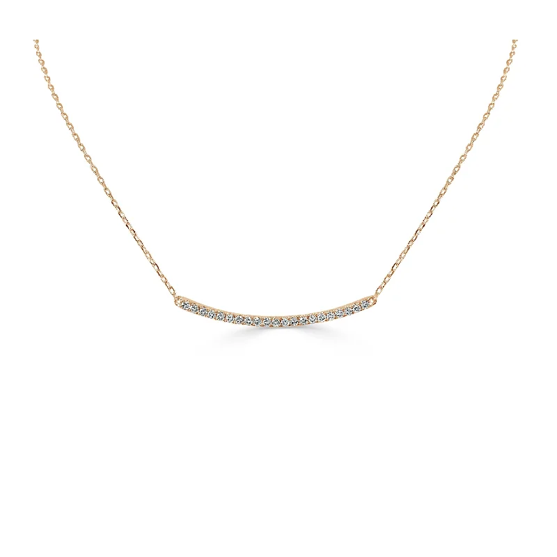 Vivid druzy necklaces-Joelle Diamond Bar Necklace - Horizontal Diamond Bar With 14K Gold Chain Available in Rose, White, Yellow