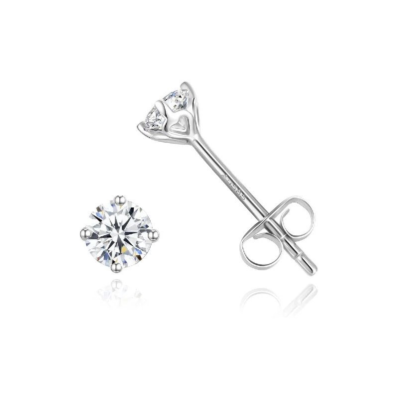 Lily motif earrings-14K White Gold 0.3CTTW Heart Shaped Four Prong Set Lab Grown Diamond Solitaire Stud Earrings