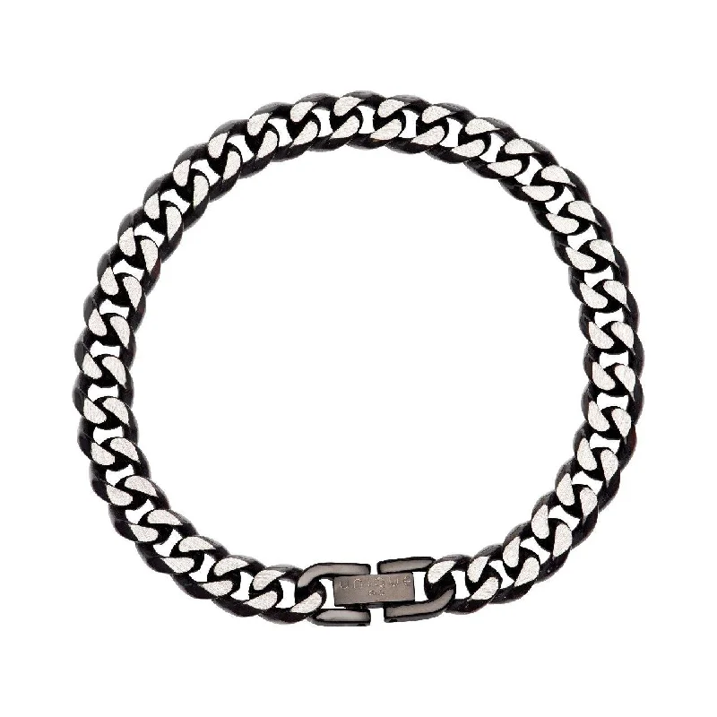 Unique & Co Black Stainless Steel Curb Chain Bracelet